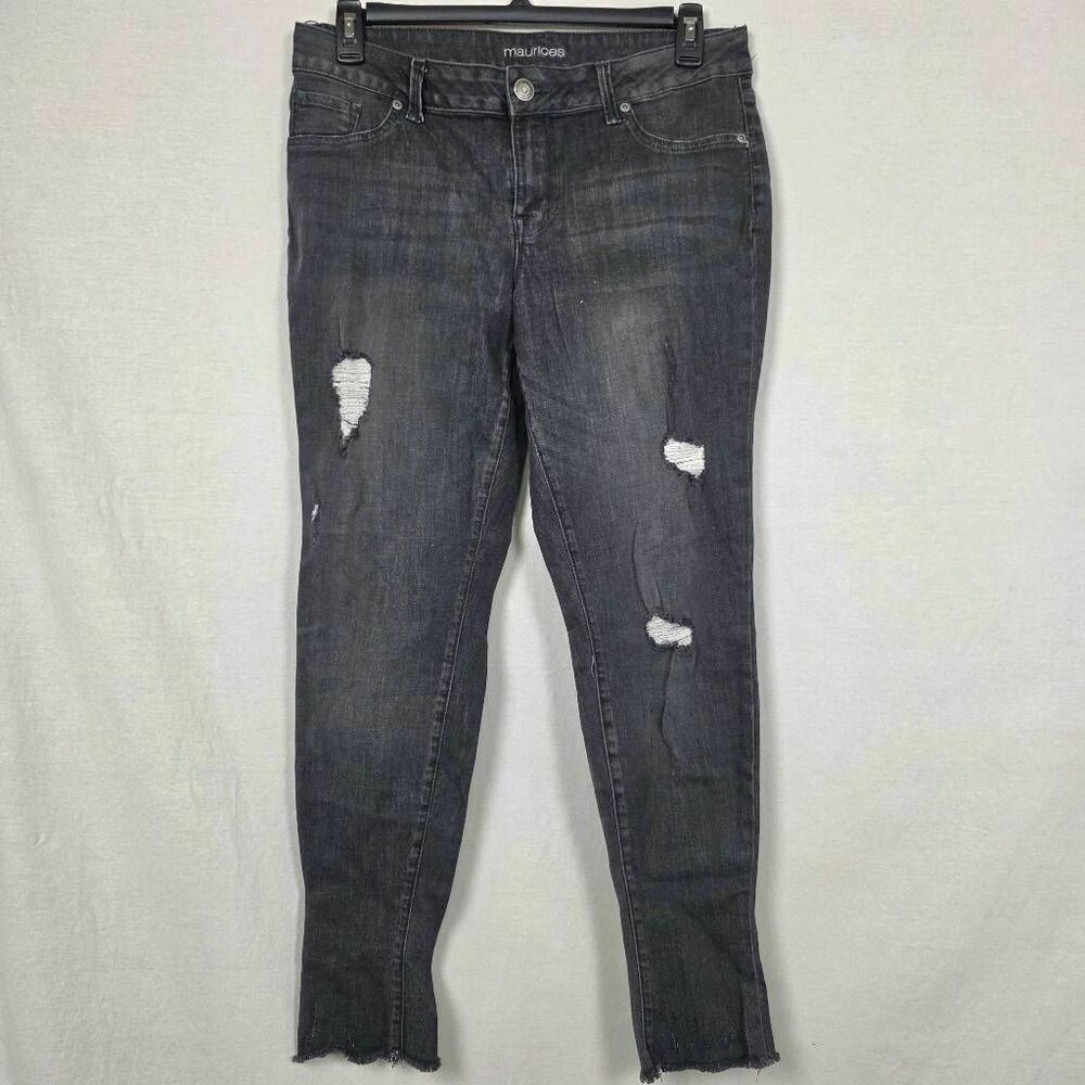 Maurices Distressed Gray Skinny Jeans L Short Raw Hem